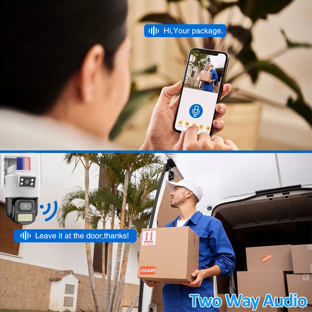 LLSEE V380 Pro, Camera 2 mắt WIFI, Zoom 10X, PTZ, Camera ngoài trời không dây 360 độ, 4K, 8MP, Tầm nhìn ban đêm đầy màu sắc, Theo dõi tự động,