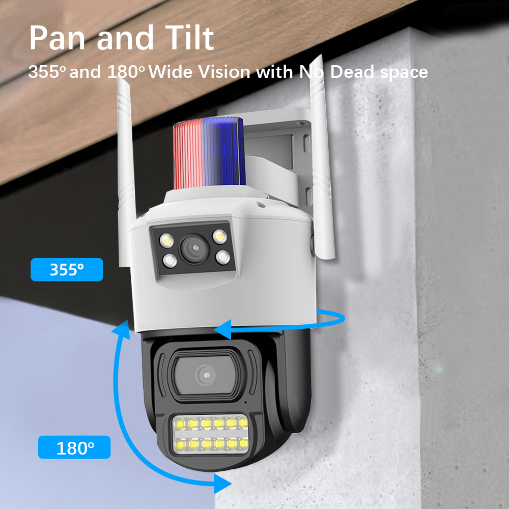 LLSEE V380 Pro, Camera 2 mắt WIFI, Zoom 10X, PTZ, Camera ngoài trời không dây 360 độ, 4K, 8MP, Tầm nhìn ban đêm đầy màu sắc, Theo dõi tự động,