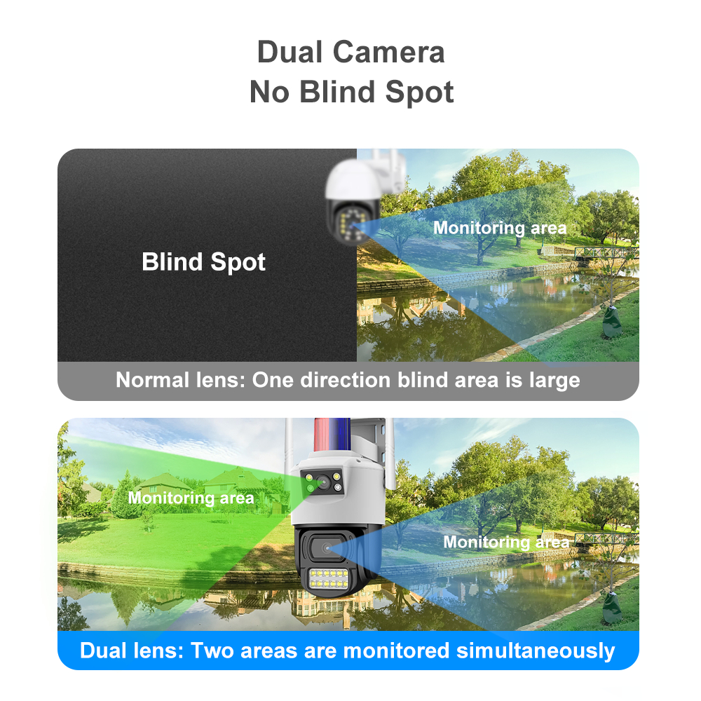 LLSEE V380 Pro, Camera 2 mắt WIFI, Zoom 10X, PTZ, Camera ngoài trời không dây 360 độ, 4K, 8MP, Tầm nhìn ban đêm đầy màu sắc, Theo dõi tự động,