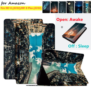 Case For Amazon Kindle All-New Fire HD 8 /HD 8 Plus PU Leather Shockproof Stand High Quality Case Cover Sweat Proof Non-Slip Leather Stand Flip Case