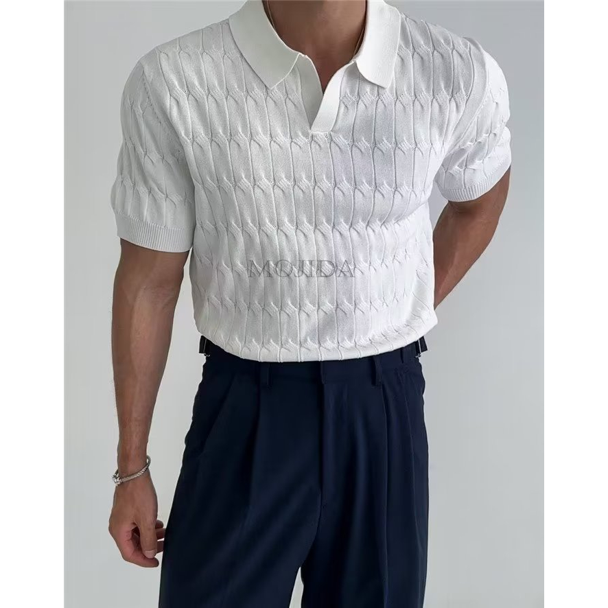 Áo Thun polo Thời Trang Hàn Quốc Cá Tính Cho Nam simple áo thun nam có cổ  áo phông nam Dệt kim fashion áo phông polo nam
