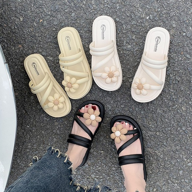 Giày Đi Biển Đế Dày Đính Hoa Ngọt Ngào Thời Trang