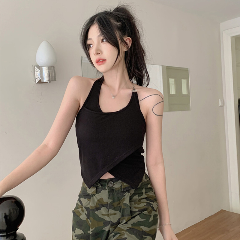 Áo Croptop Sát Nách Màu Tương Phản Thời Trang Mùa Hè Cho Nữ