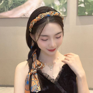 Khăn choàng lụa buộc tóc buộc dây in hoa thời trang hàn quốc độc đáo cho nữ