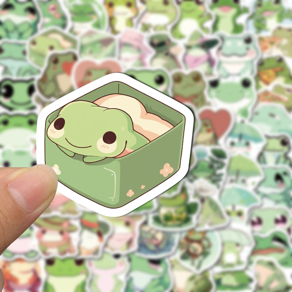 Bộ 100 Miếng Dán Chống Thấm Nước Hình Chú Ếch Dễ Thương Độc Đáo Trang Trí Laptop DIY