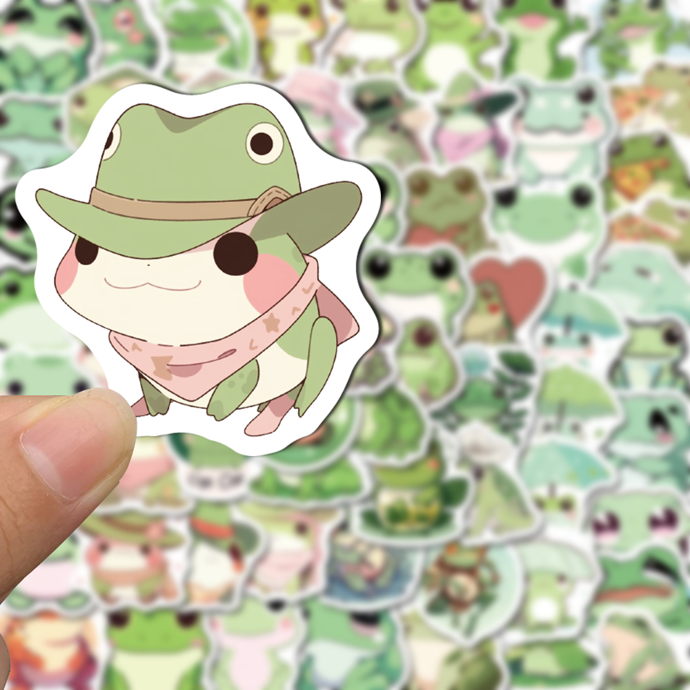 Bộ 100 Miếng Dán Chống Thấm Nước Hình Chú Ếch Dễ Thương Độc Đáo Trang Trí Laptop DIY