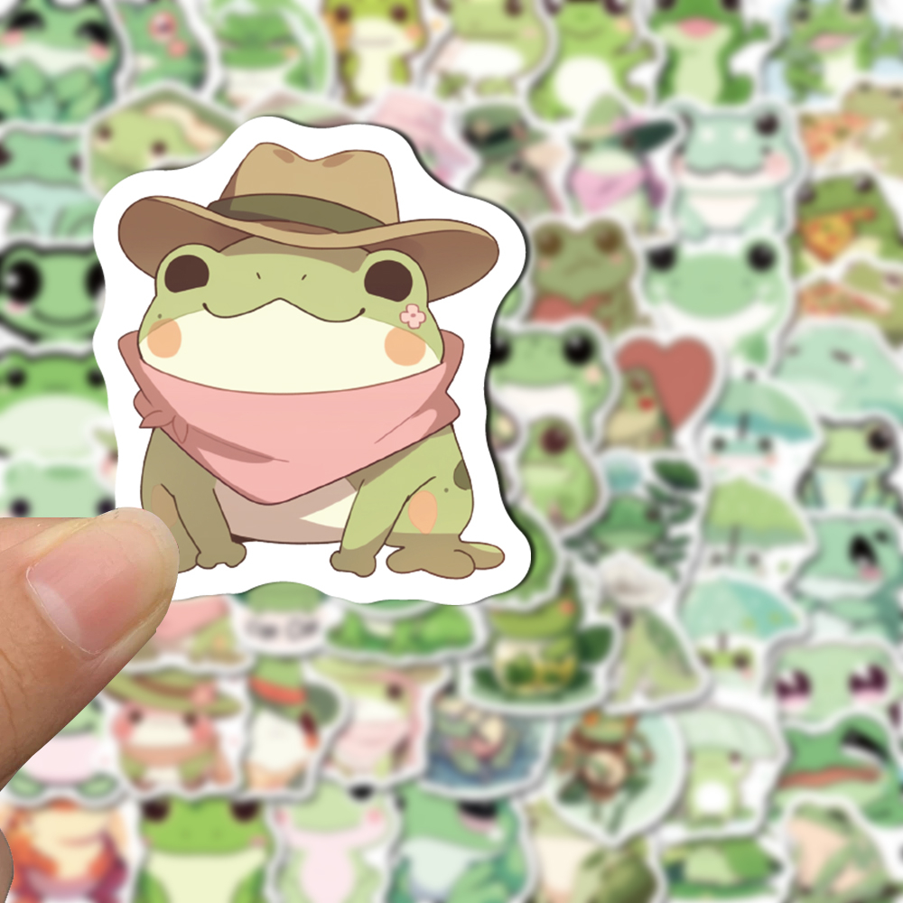 Bộ 100 Miếng Dán Chống Thấm Nước Hình Chú Ếch Dễ Thương Độc Đáo Trang Trí Laptop DIY