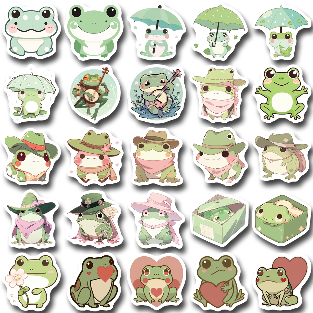 Bộ 100 Miếng Dán Chống Thấm Nước Hình Chú Ếch Dễ Thương Độc Đáo Trang Trí Laptop DIY