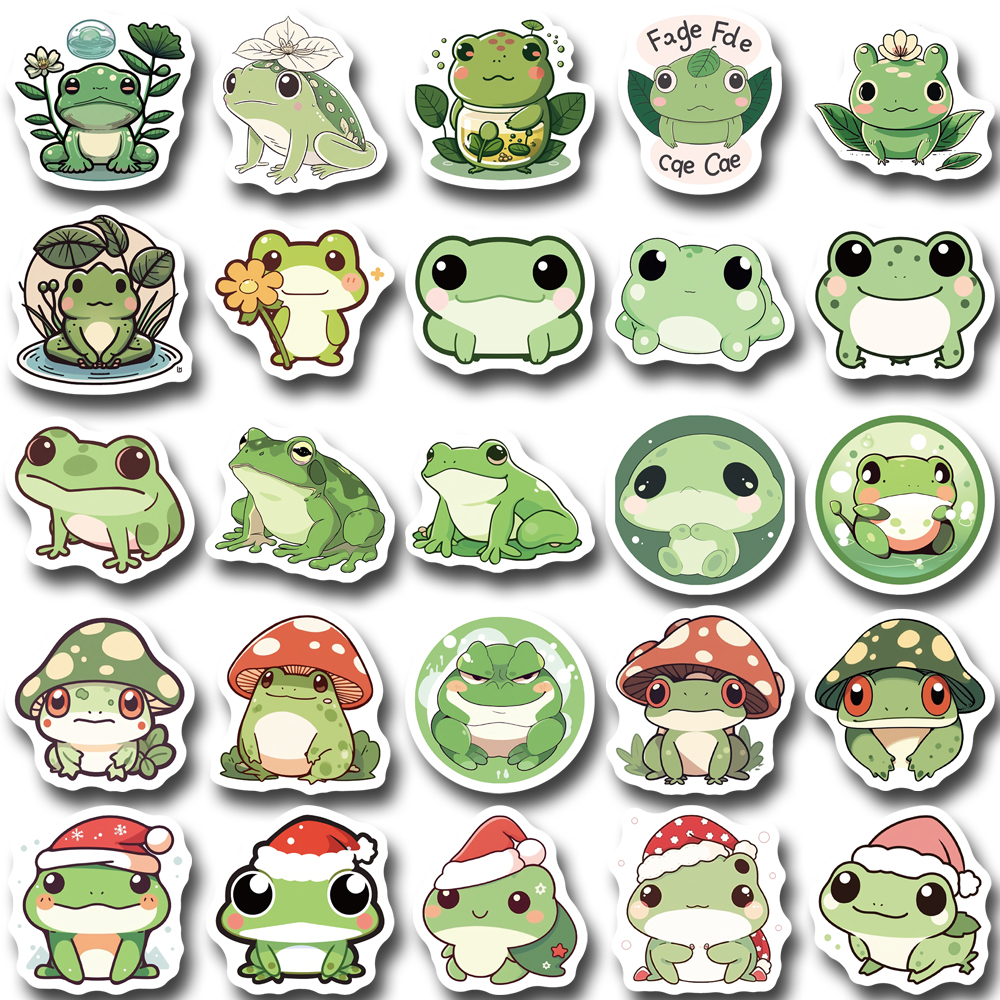 Bộ 100 Miếng Dán Chống Thấm Nước Hình Chú Ếch Dễ Thương Độc Đáo Trang Trí Laptop DIY