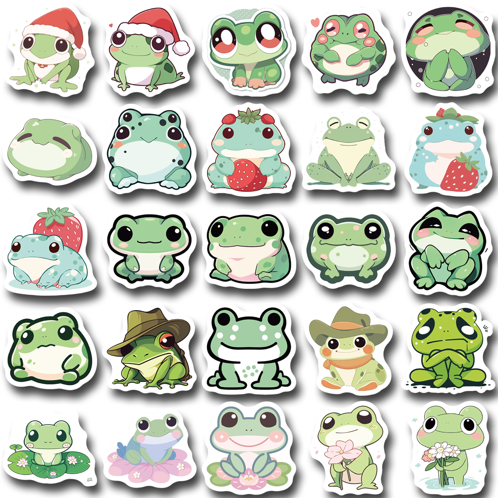 Bộ 100 Miếng Dán Chống Thấm Nước Hình Chú Ếch Dễ Thương Độc Đáo Trang Trí Laptop DIY