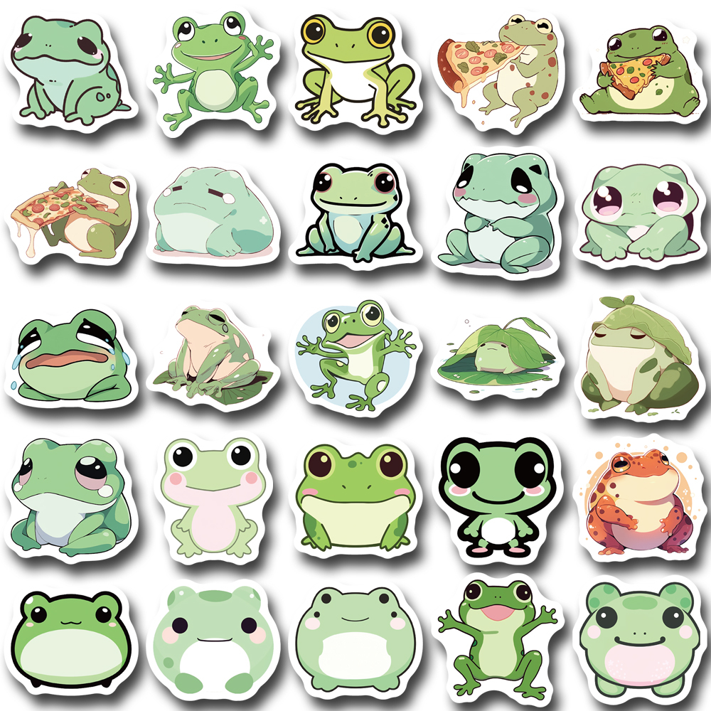 Bộ 100 Miếng Dán Chống Thấm Nước Hình Chú Ếch Dễ Thương Độc Đáo Trang Trí Laptop DIY
