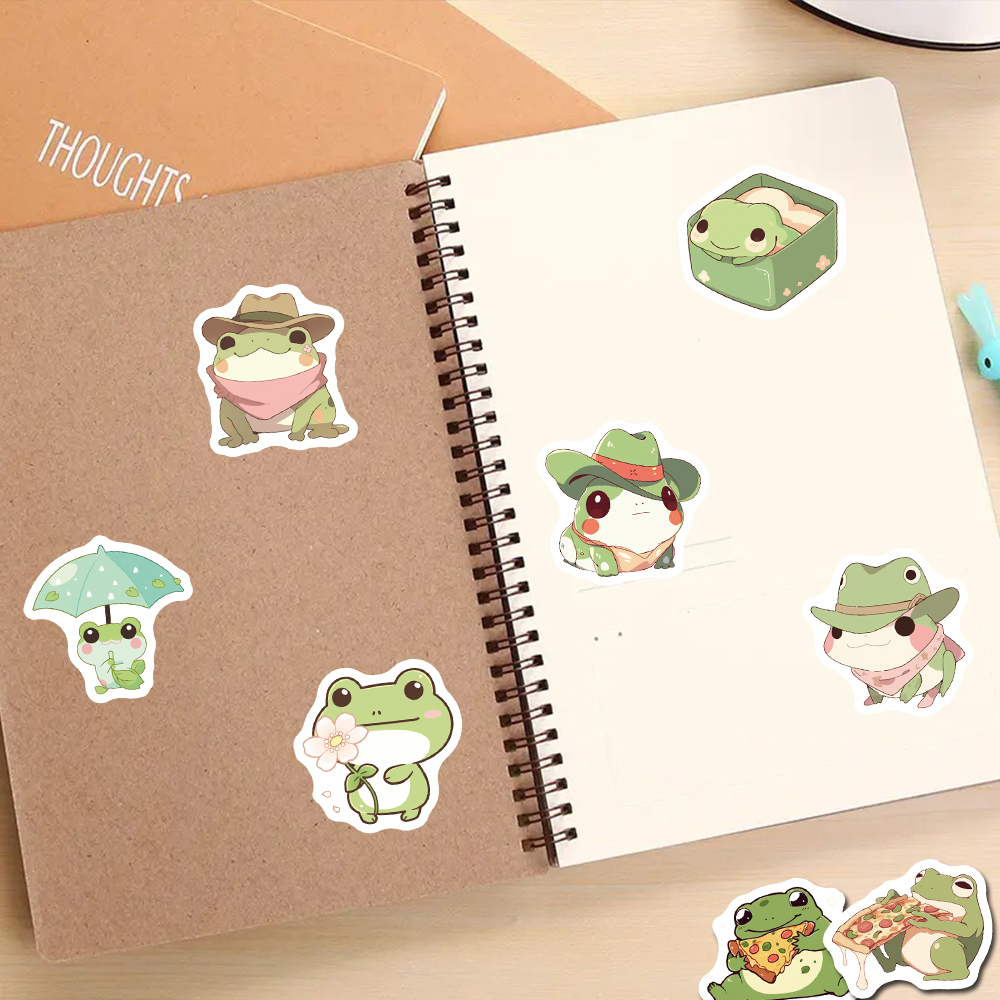Bộ 100 Miếng Dán Chống Thấm Nước Hình Chú Ếch Dễ Thương Độc Đáo Trang Trí Laptop DIY