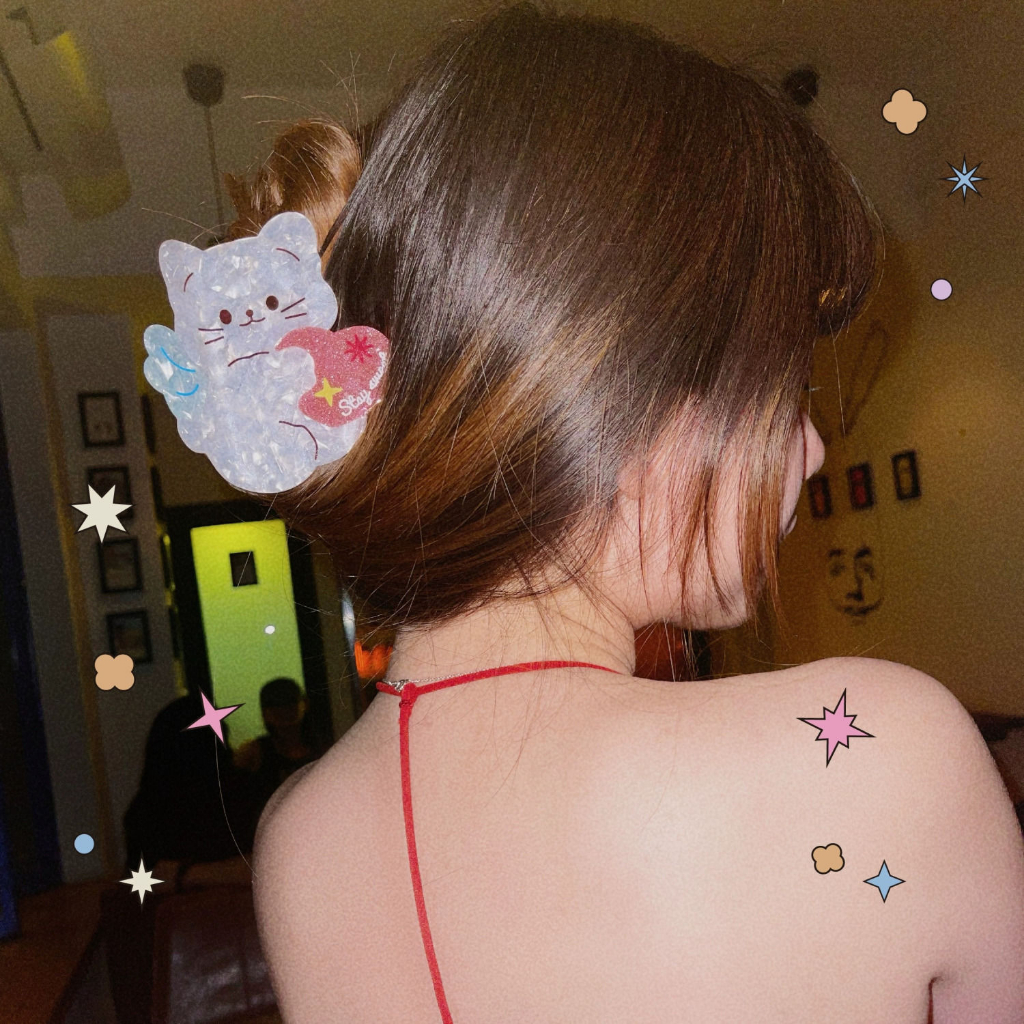 Kẹp Tóc Hình Đầu Cá Mập / Cún / Mèo acetic acid Thiết Kế Chính Hãng Làm Quà Tặng Sinh