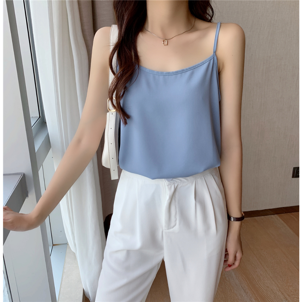 NUZIRO Áo chiffon Không Tay Dáng Rộng Thời Trang Hàn Quốc Dành Cho Nữ