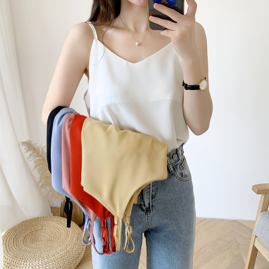 NUZIRO Áo Chiffon Lụa Lạnh Sát Nách Dáng Rộng Cổ V Thời Trang Hàn Quốc Dành Cho Nữ