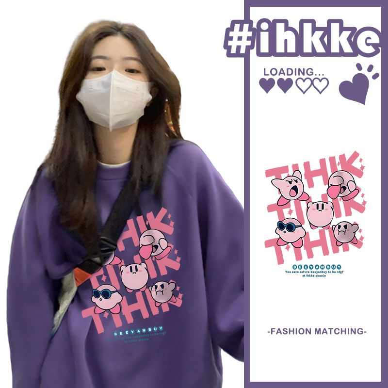 ihkke Dopamine Áo sweater Mỏng Tay Dài Hở Vai Dáng Rộng Hình Ngôi Sao Màu Tím Thời Trang Mùa Thu Cho Nữ