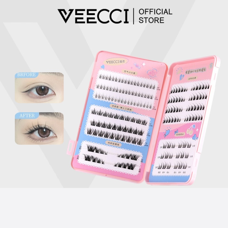 VEECCI Lông mi giả mô phỏng tự nhiên lông mi cụm đơn phân đoạn tự dính