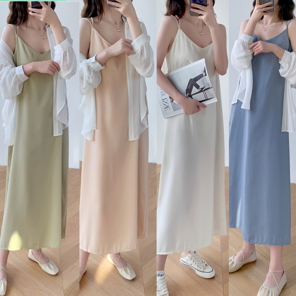 NUZIRO Đầm Voan Dáng Dài Rộng Thời Trang Hàn Quốc Dành Cho Nữ