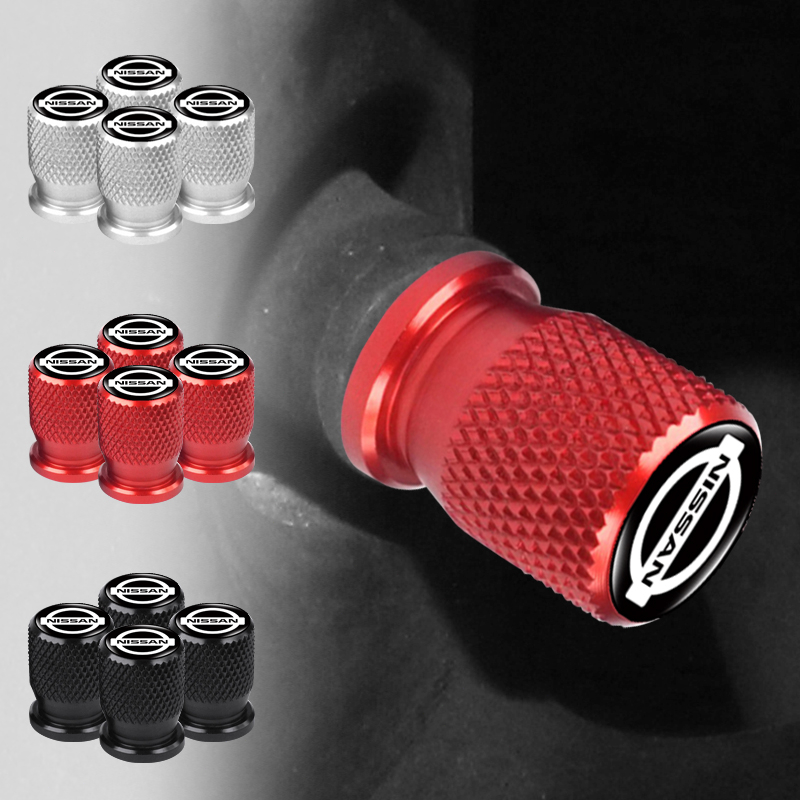 Set 4 Nắp Van Bánh Xe Hơi 3D Bằng Nhôm Chống Rò Rỉ Cho Nissan Tiida Teana Skyline Juke X-trail Almera Qashqai 350Z 370Z 240SX