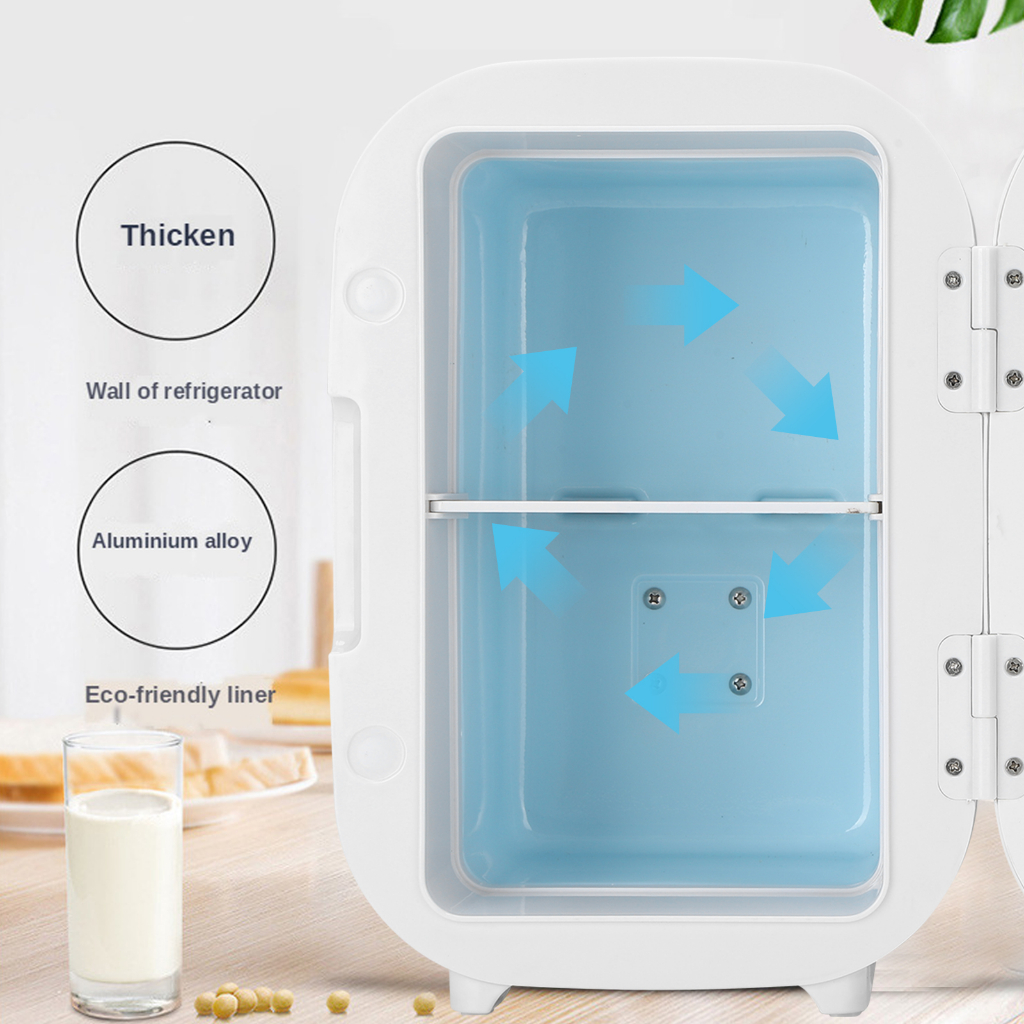 Tủ Lạnh Mini Đa Năng Im Lặng Mục Đích Kép Trang Điểm Cho Gia Đình Xe Ký Túc Xá Phích Cắm Màu Hồng 6L