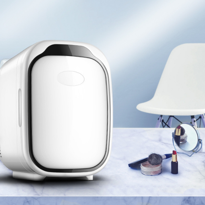 Tủ Lạnh Mini Đa Năng Im Lặng Mục Đích Kép Trang Điểm Cho Gia Đình Xe Ký Túc Xá Phích Cắm Màu Hồng 6L