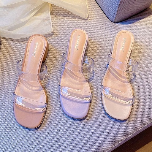 Dép Sandal Cao Gót Quai Ngang Trong Suốt Thời Trang Mùa Hè 2023 Cho Nữ