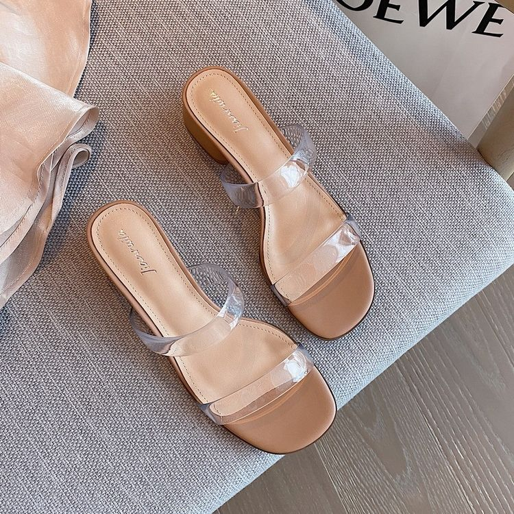 Dép Sandal Cao Gót Quai Ngang Trong Suốt Thời Trang Mùa Hè 2023 Cho Nữ