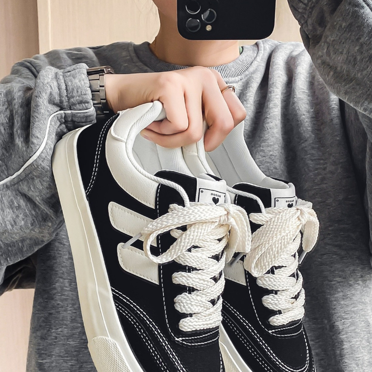 HUAHUA   Giày Thể Thao canvas Màu Trắng Thiết Kế Đơn Giản Thời Trang Cho Nữ