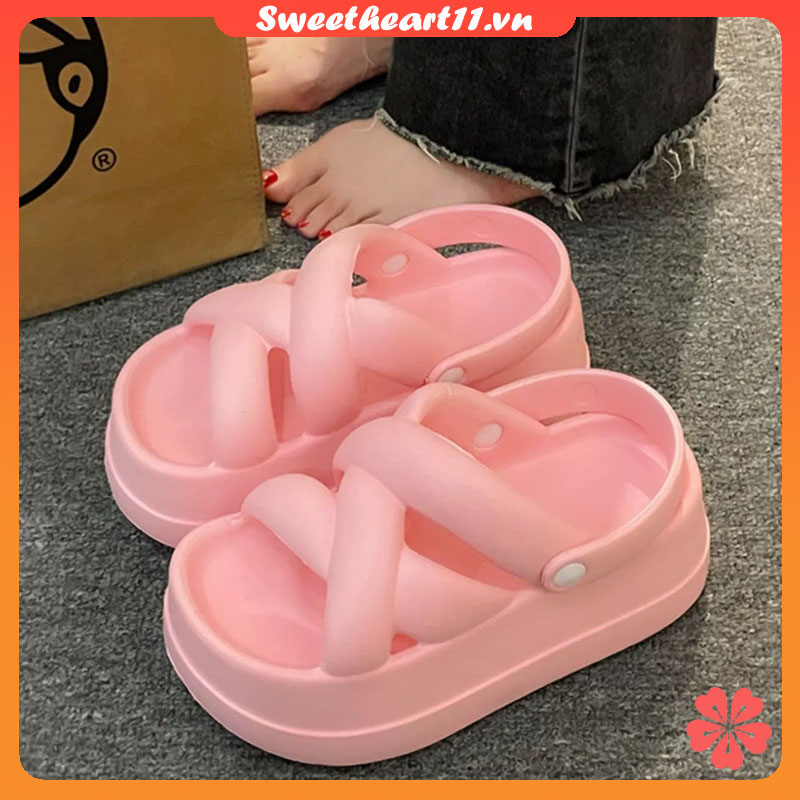 Dép lê hai mang đế dày nữ 2023 thời trang dép La Mã