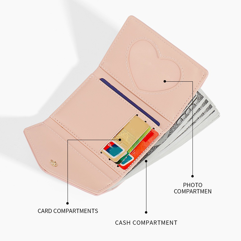 Ví Nữ Ngắn Gập Ba Thời Trang Hàn Quốc Đơn Giản Dễ Thương