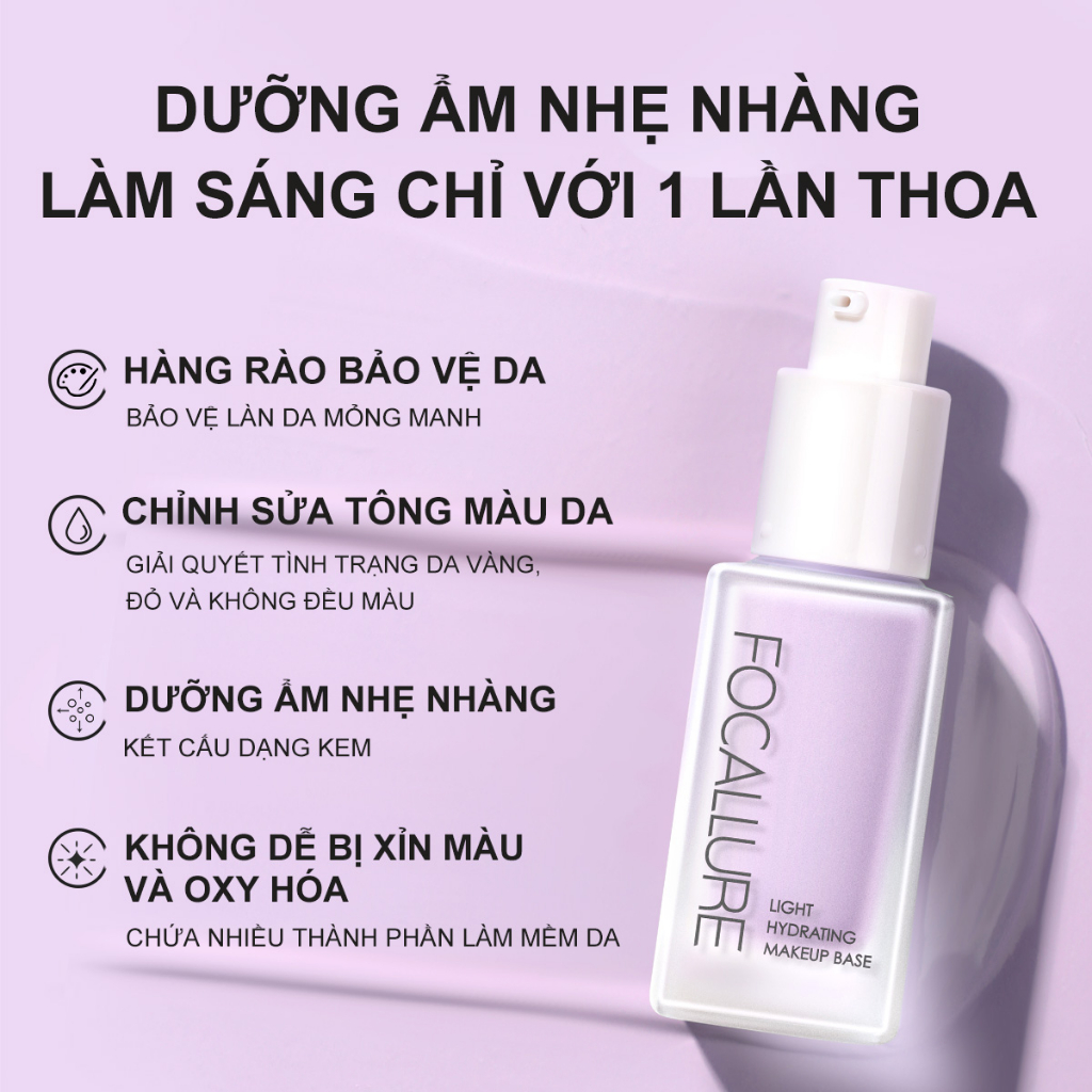 Kem Lót Dưỡng Ẩm Làm Sáng Tông Màu Da Chống Thấm Nước FOCALLURE