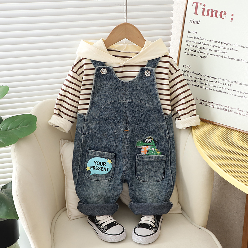 Set Đồ 2 Món Gồm Áo Hoodie Cotton In Họa Tiết Hoạt Hình Khủng Long Kèm Quần Dành Cho Bé Trai Gái