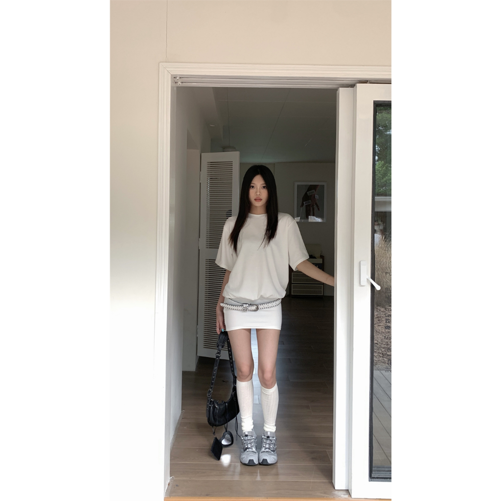 🍓Design Sense Casual Slimming Spicy Girl Versatile Short Sleeve Dress Women's Short Sleeve T-shirt Dress