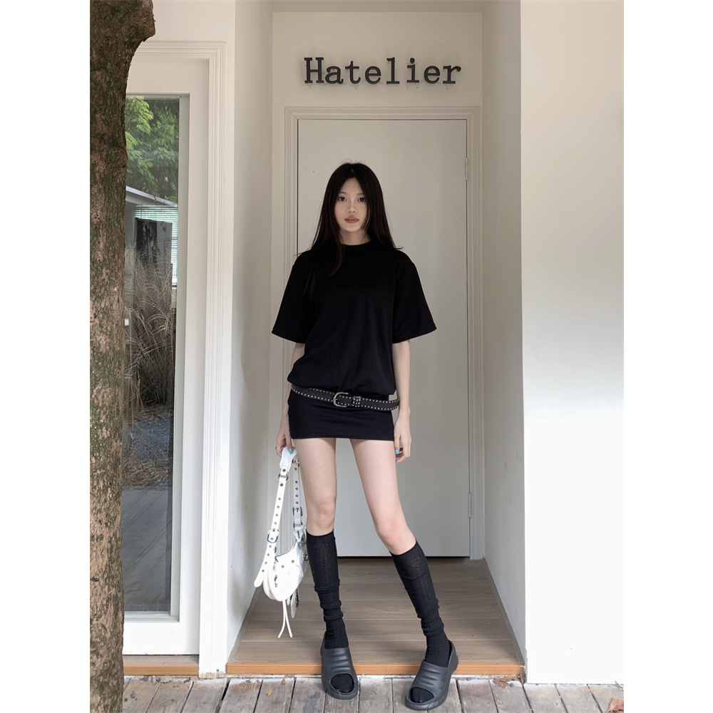 🍓Design Sense Casual Slimming Spicy Girl Versatile Short Sleeve Dress Women's Short Sleeve T-shirt Dress