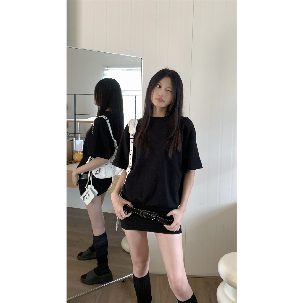 🍓Design Sense Casual Slimming Spicy Girl Versatile Short Sleeve Dress Women's Short Sleeve T-shirt Dress