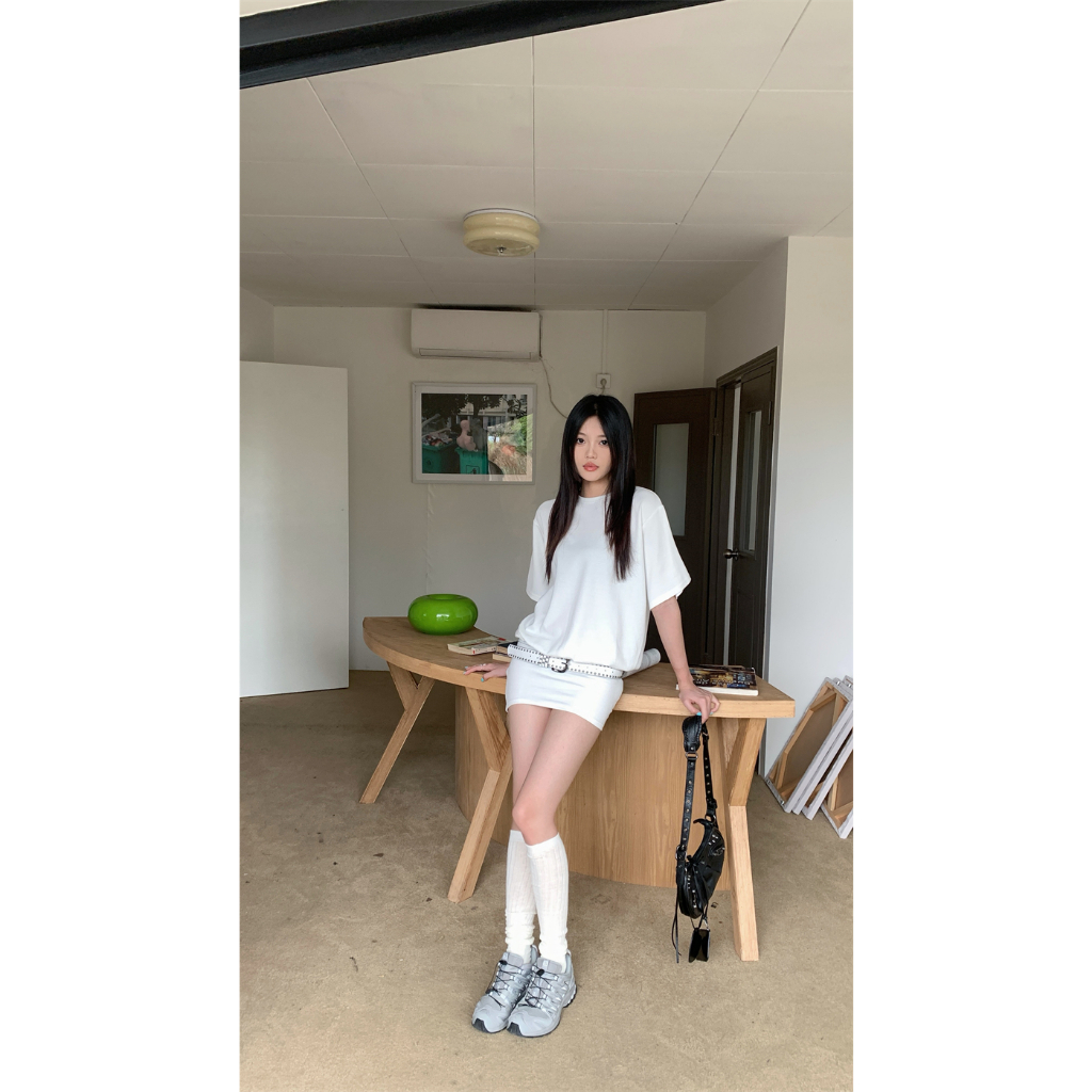 🍓Design Sense Casual Slimming Spicy Girl Versatile Short Sleeve Dress Women's Short Sleeve T-shirt Dress