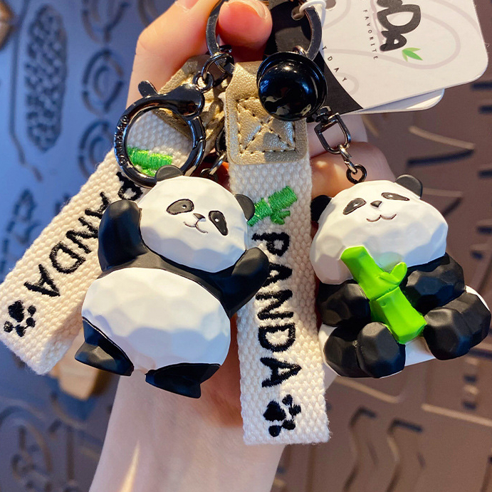 Coffeejoy Móc Khóa Xe Hơi Hình Gấu Trúc Bằng Tre Sáng Tạo