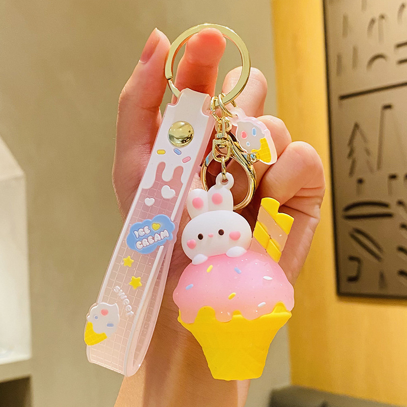 Móc Khóa Hình Thỏ Ăn Kem Dễ Thương