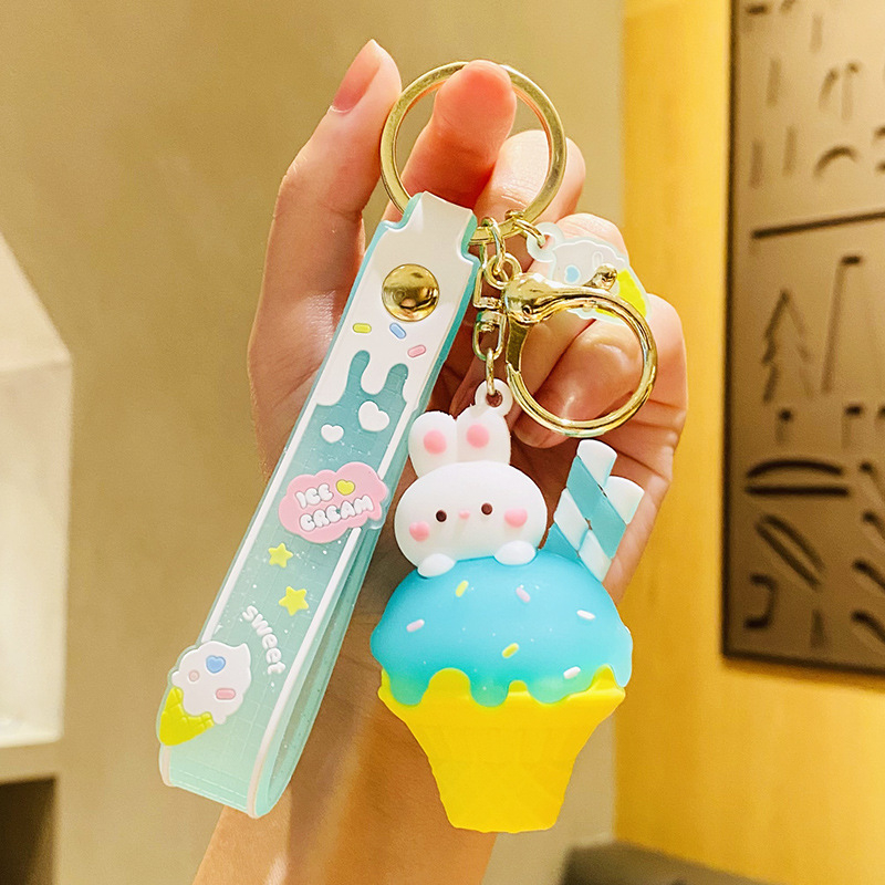 Móc Khóa Hình Thỏ Ăn Kem Dễ Thương