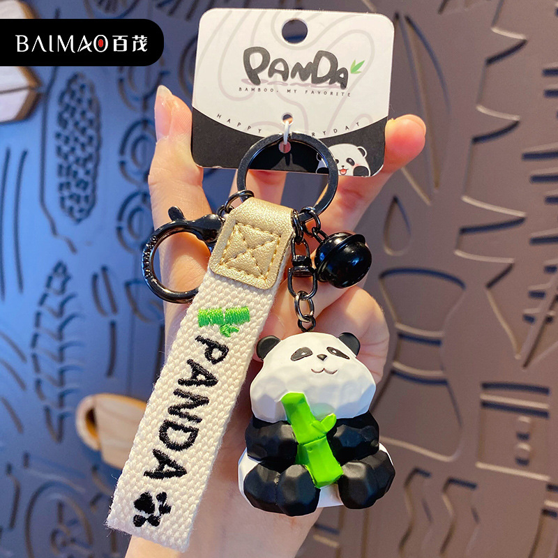 Coffeejoy Móc Khóa Xe Hơi Hình Gấu Trúc Bằng Tre Sáng Tạo