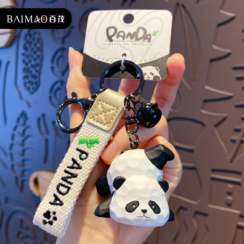 Coffeejoy Móc Khóa Xe Hơi Hình Gấu Trúc Bằng Tre Sáng Tạo