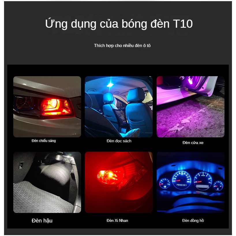 Đèn LED Chiếu Sáng Biển Số Xe T10 W5W COB Trong Suốt