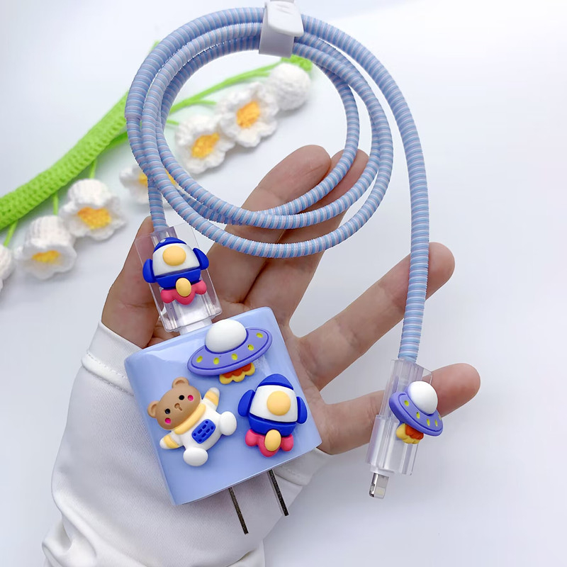 Vỏ bảo vệ cáp sạc hình cô gái dễ thương Cherry Compatible with Ip...hone 20W 11 12 13pro Max