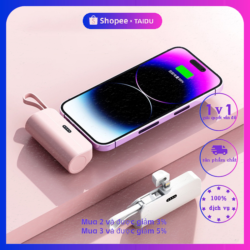 Sạc dự phòng TAIDU mini bỏ túi 5000mAh tiện lợi