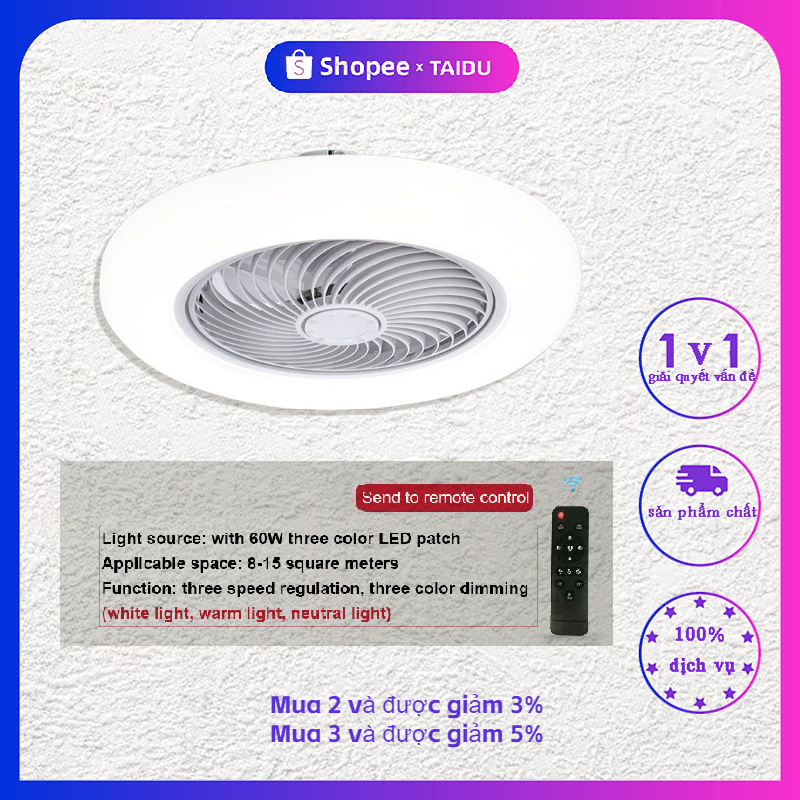 TAIDU Ultra Quạt Trần Siêu Mỏng Có Đèn Dùng Cho Phòng Ngủ Và Nhà Hàng