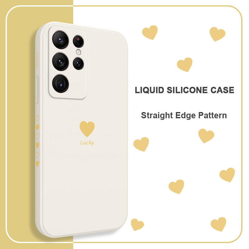 Bao Da Điện Thoại Họa Tiết Trái Tim Màu Vàng Cho samsung galaxy s23 s22 fe ultra plus 5g Ốp