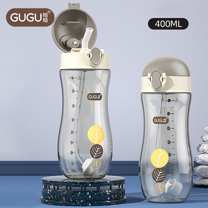 GUGU Bình Nước 400ml Bằng Nhựa PPSU Kèm Ống Hút Tiện Dụng Cho Bé