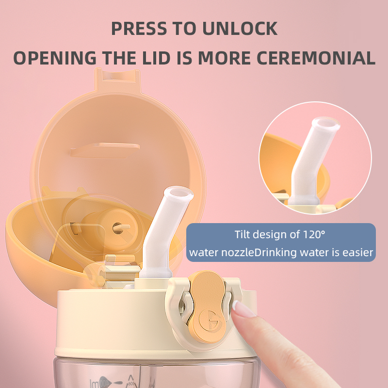 GUGU Bình Nước 400ml Bằng Nhựa PPSU Kèm Ống Hút Tiện Dụng Cho Bé