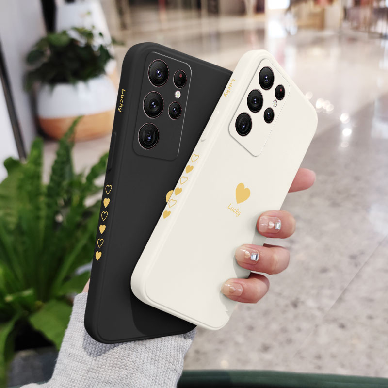 Bao Da Điện Thoại Họa Tiết Trái Tim Màu Vàng Cho samsung galaxy s23 s22 fe ultra plus 5g Ốp