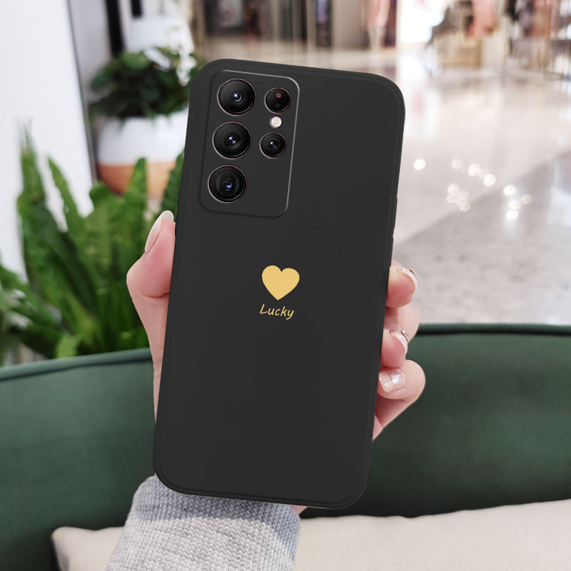 Bao Da Điện Thoại Họa Tiết Trái Tim Màu Vàng Cho samsung galaxy s23 s22 fe ultra plus 5g Ốp